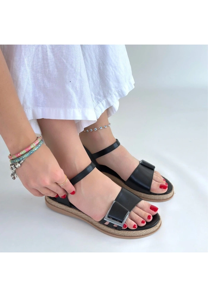 Andana Siyah Cilt Sandalet