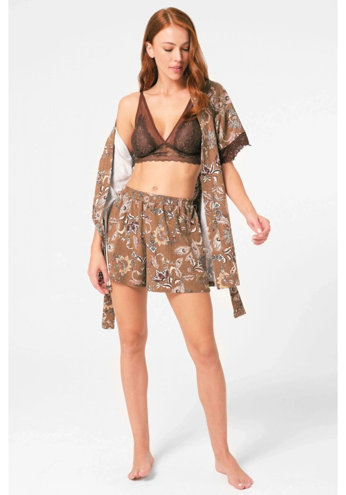 Anıl 5799 Bayan Sabahlık, Bralet Ve Şort Takım