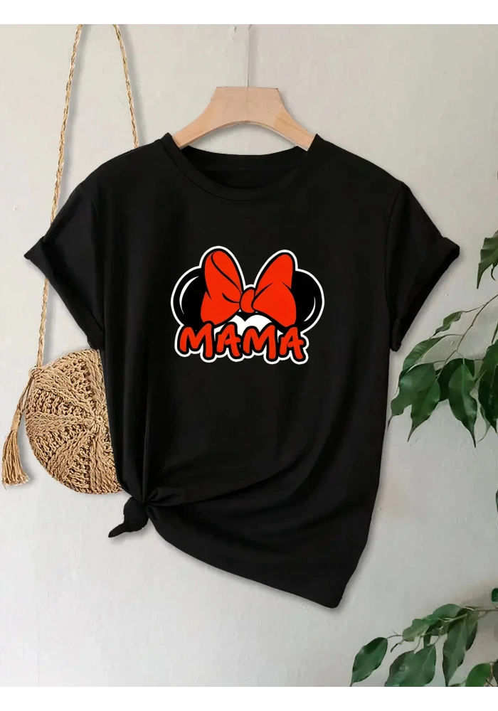 Anneler Günü Baskılı T-shirt - Siyah