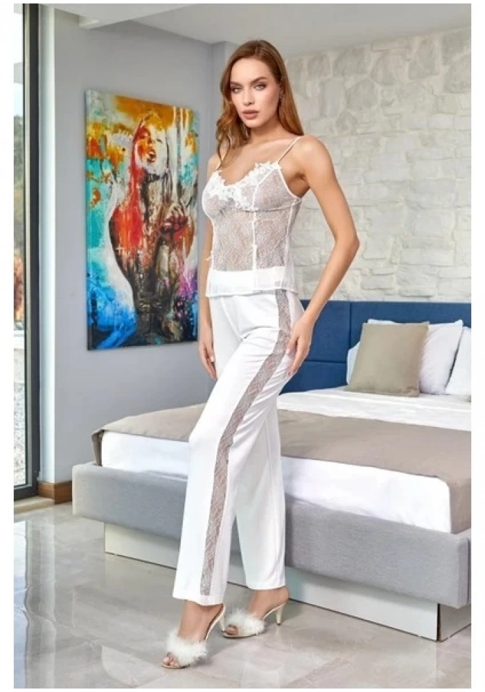 Aqua 24584 Dantel Detay Sabahlıklı 3lü Pijama Takımı