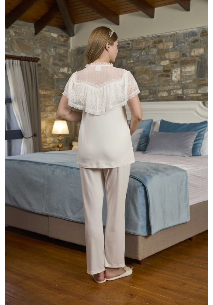 Aqua 26302 Dantel Detay Lohusa Pijama Takımı