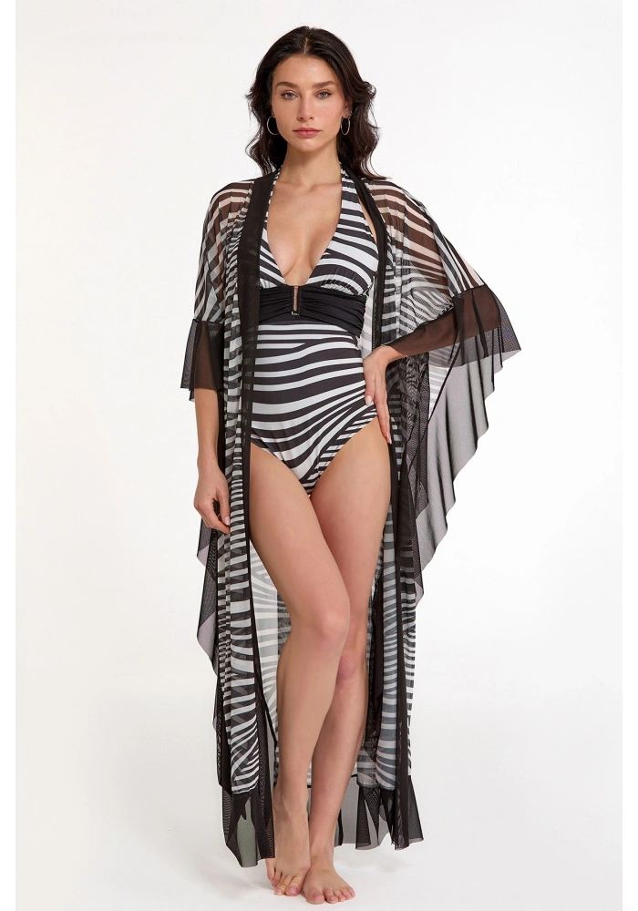 Argento 2153-3034 Kadın Kuşaklı Uzun Kaftan