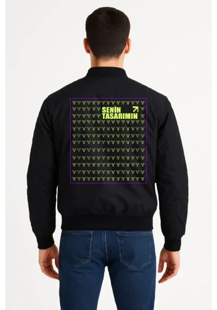 Arka Bomber Ceket - Siyah
