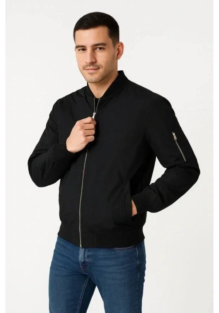 Arka Bomber Ceket - Siyah