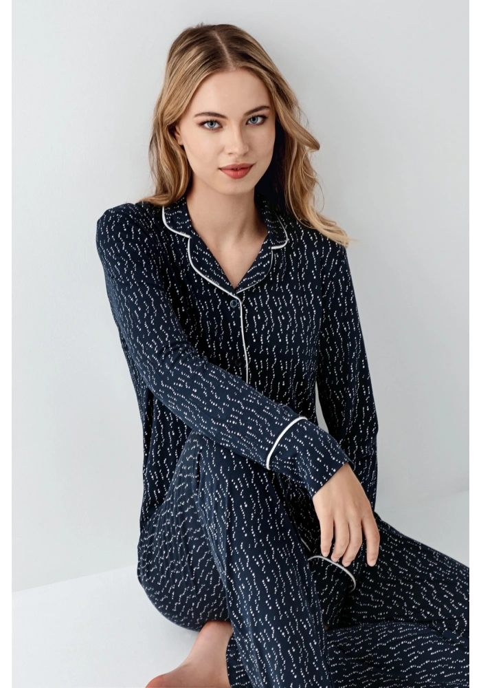Arnetta 3430-S Kadın Gömlek Yaka Pijama Takımı
