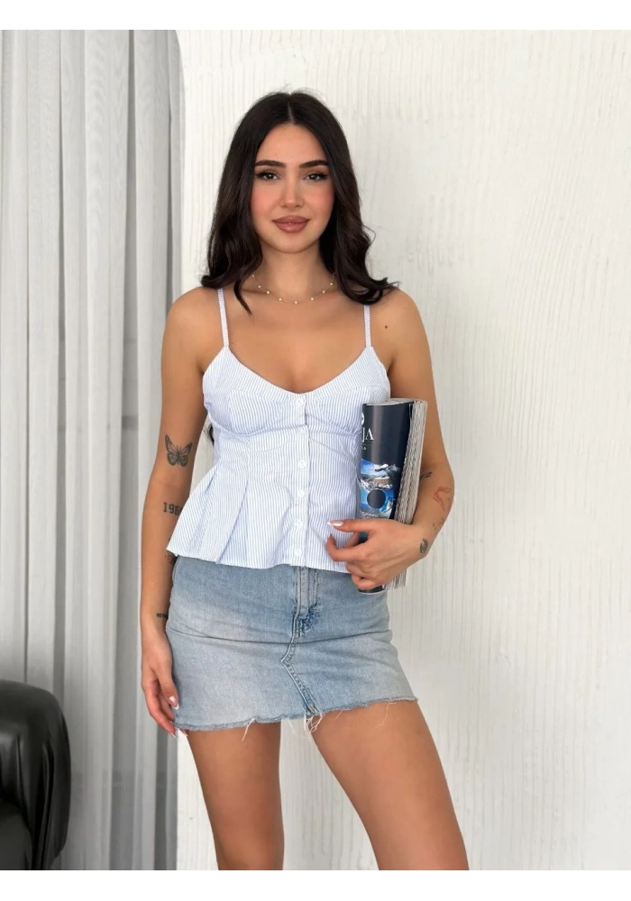 Askılı Dekolte detaylı crop - Açık Mavi