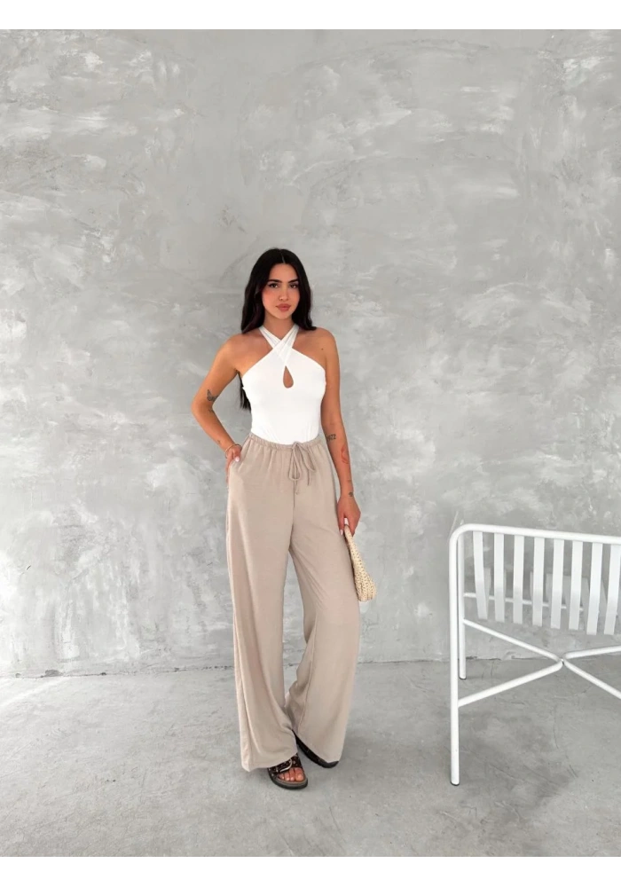 Ayrobin Oversize Kadın Pantalon - Bej