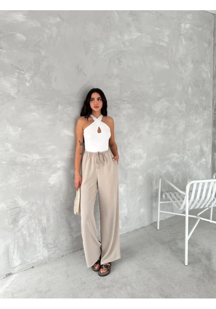Ayrobin Oversize Kadın Pantalon - Bej