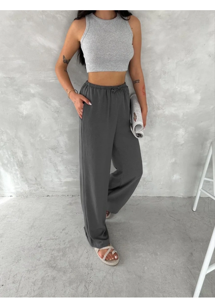 Ayrobin Oversize Kadın Pantalon - Füme