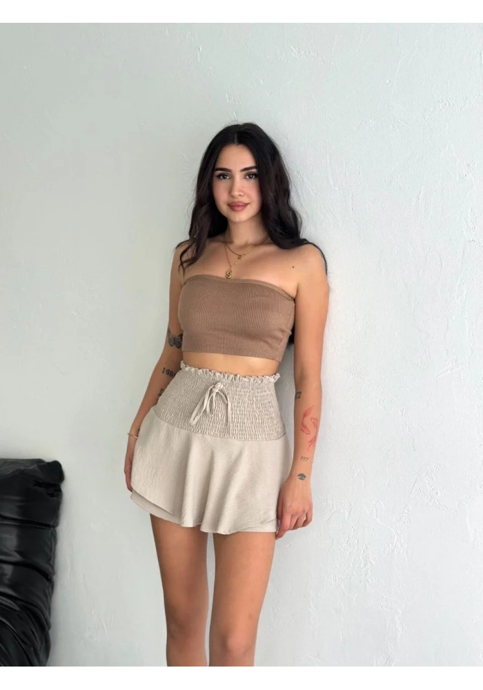 Ayrobin Şortlu Etek - Bej