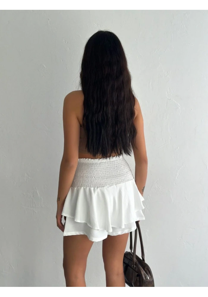 Ayrobin Şortlu Etek - Beyaz