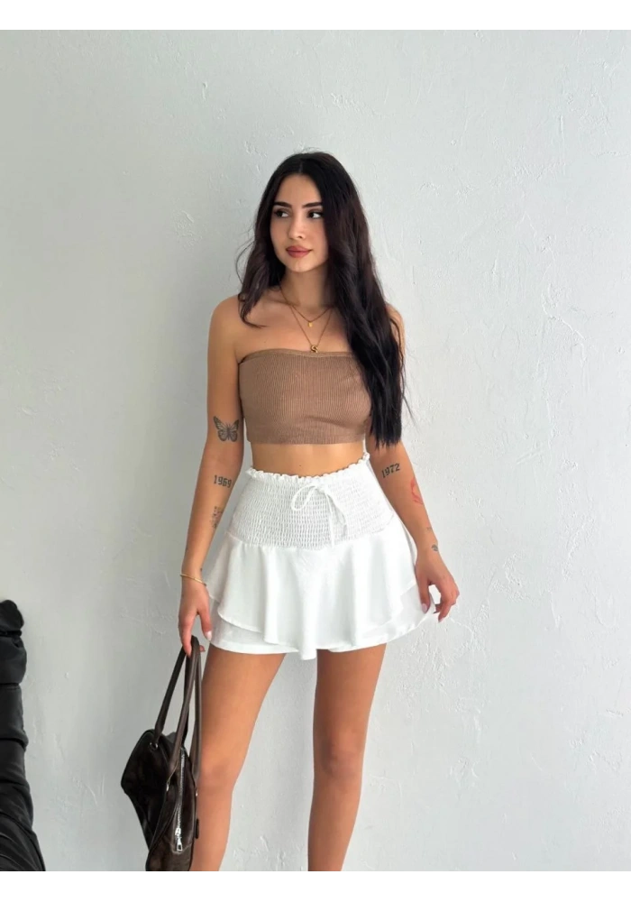 Ayrobin Şortlu Etek - Beyaz