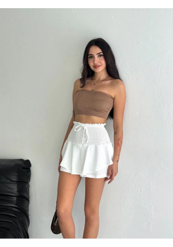 Ayrobin Şortlu Etek - Beyaz