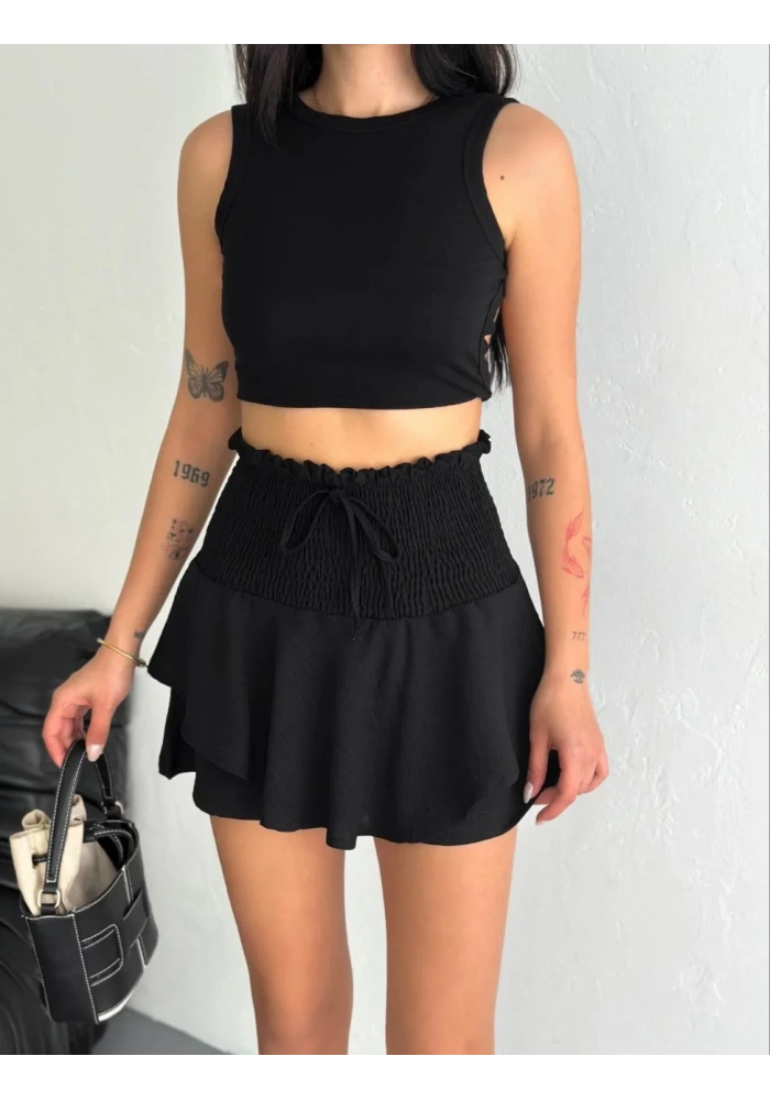 Ayrobin Şortlu Etek - Siyah