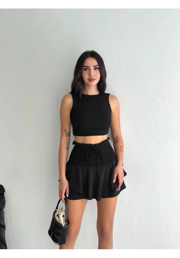 Ayrobin Şortlu Etek - Siyah