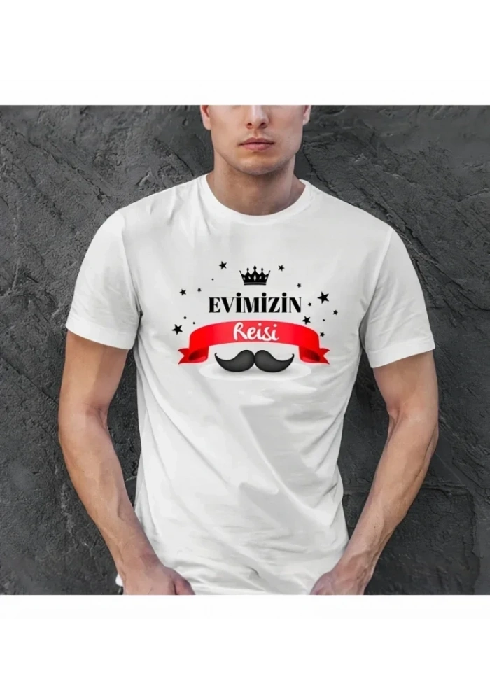 Babalar Günü Hediye Baba Temalı Baskılı Oversize Bisiklet Yaka T-shirt - Beyaz
