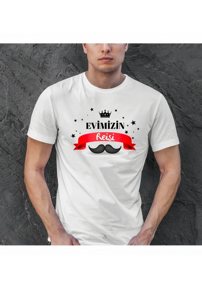 Babalar Günü Hediye Baba Temalı Baskılı Oversize Bisiklet Yaka T-shirt - Beyaz