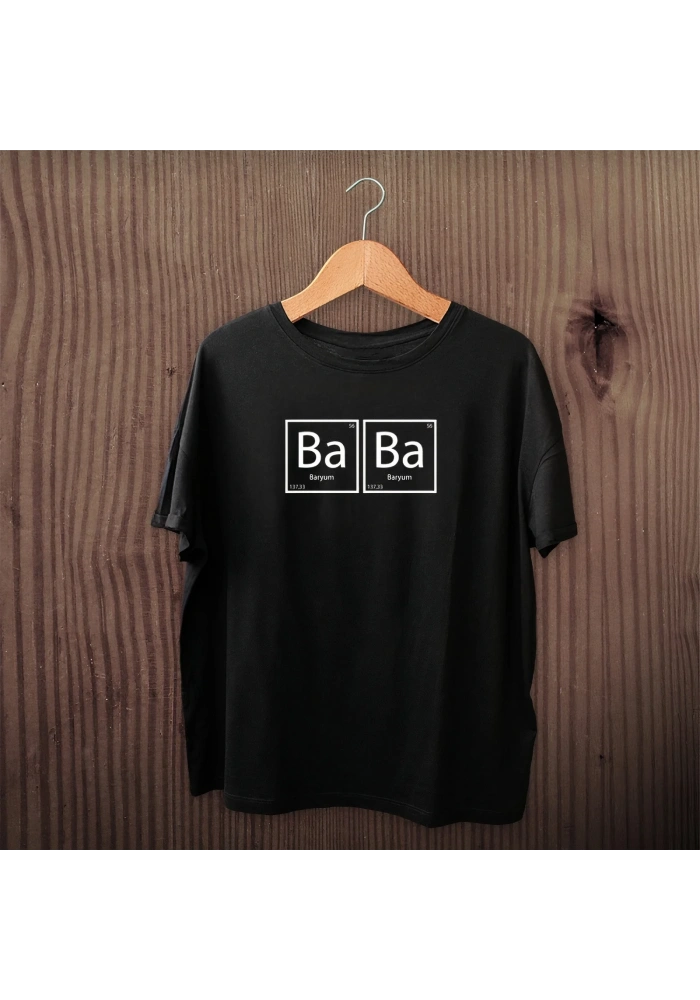Babalar Günü Hediye Baba Temalı Baskılı Oversize Bisiklet Yaka T-shirt - Siyah