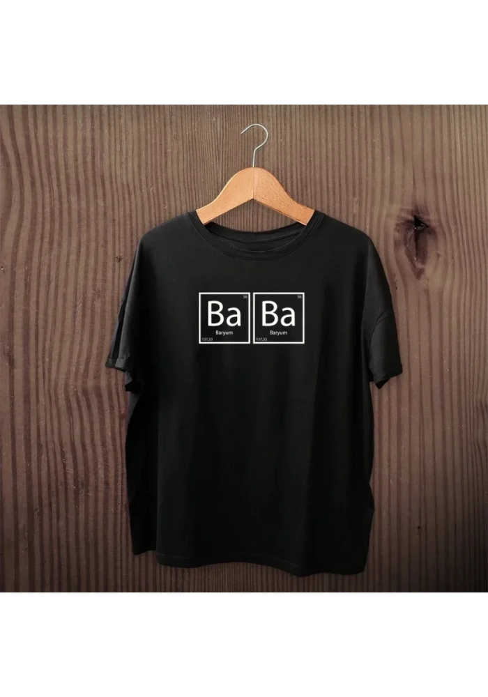Babalar Günü Hediye Baba Temalı Baskılı Oversize Bisiklet Yaka T-shirt - Siyah
