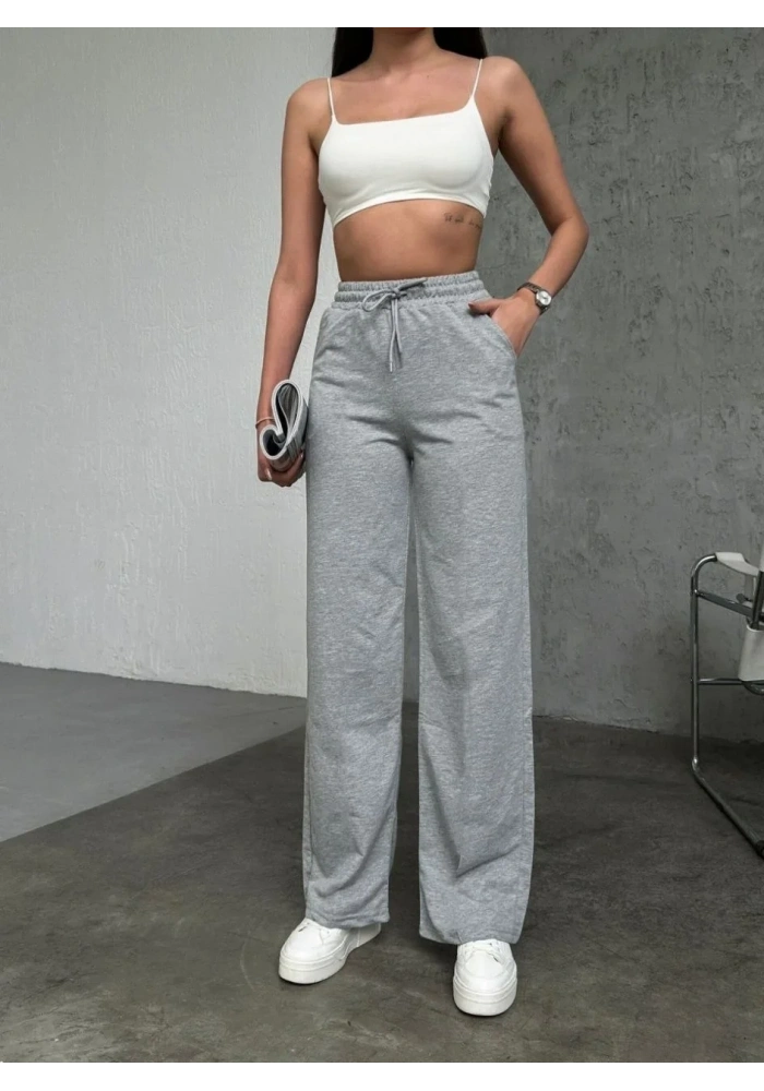 Basic İki İplik Eşofman Pantolon - Gri