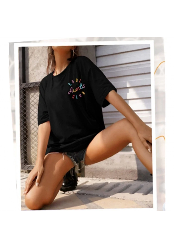 Baskılı Kadın T-shirt - Siyah