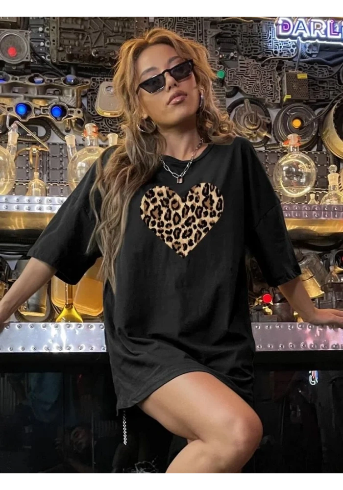 Baskılı Kadın T-shirt - Siyah