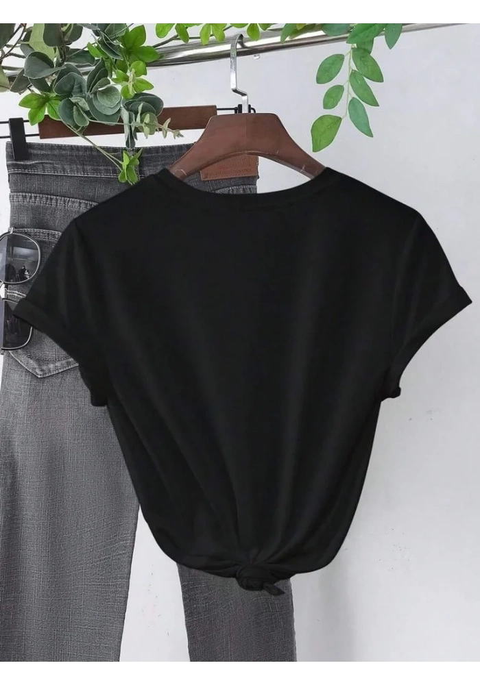 Baskılı Kadın T-shirt - Siyah