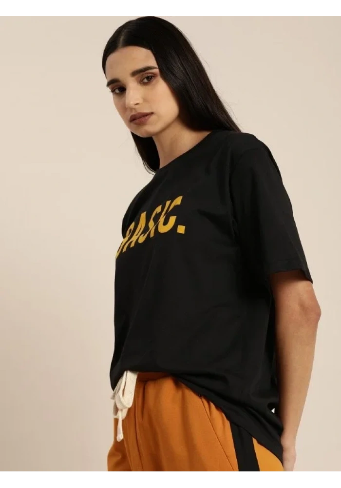 Baskılı Kadın T-shirt - Siyah