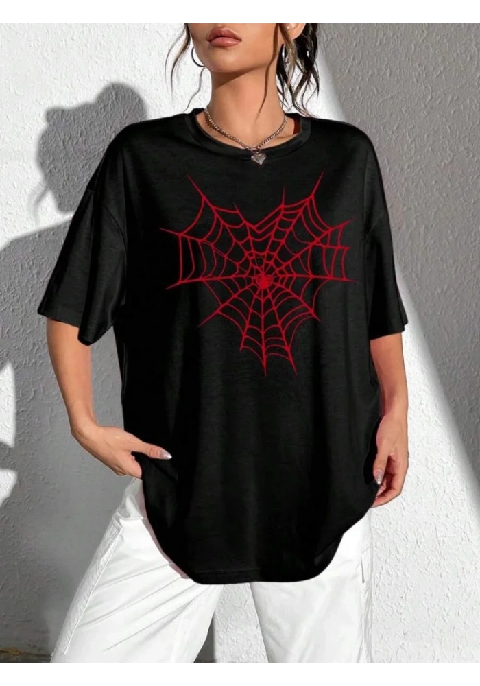 Baskılı Kadın T-shirt - Siyah