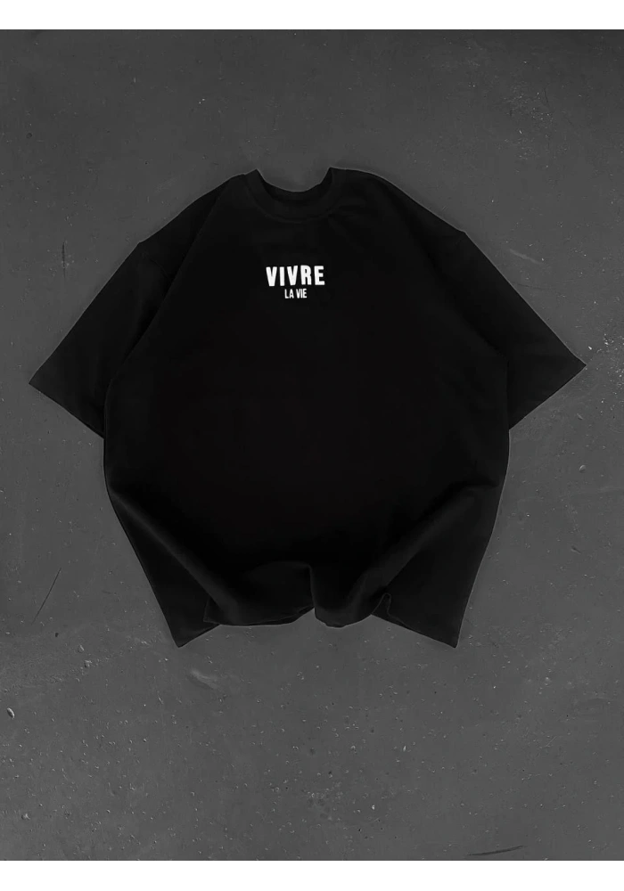 ERKEK Baskılı Oversize Bisiklet Yaka T-shirt - Siyah