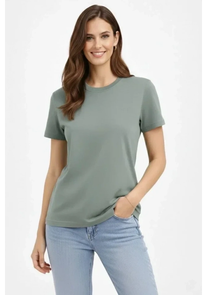 Bisiklet Yaka Tişört Regular Kalıp Basic Pamuklu Günlük Kullanım T-shirt - Mint Yeşili