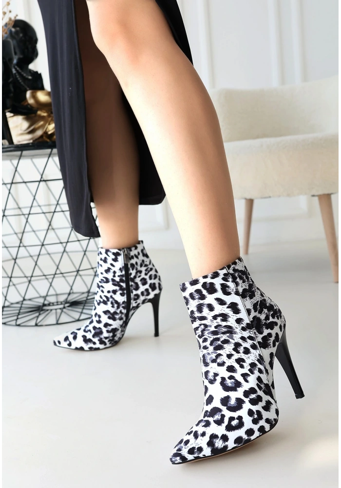 Blan Zebra Saten Topuklu Bot