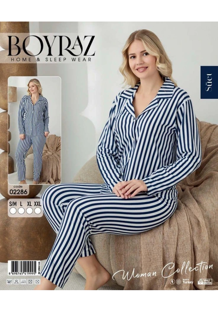 Boyraz 02286 Kadın Süet Uzun Kol Pijama Takımı