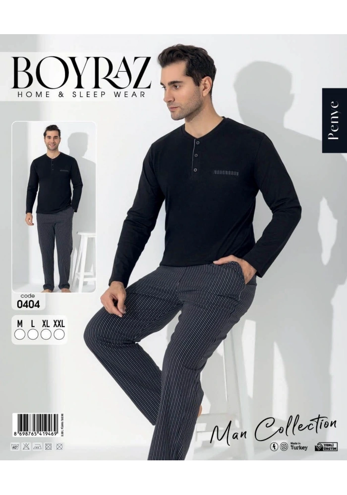 Boyraz 0404 Erkek Uzun Kol Pijama Takımı