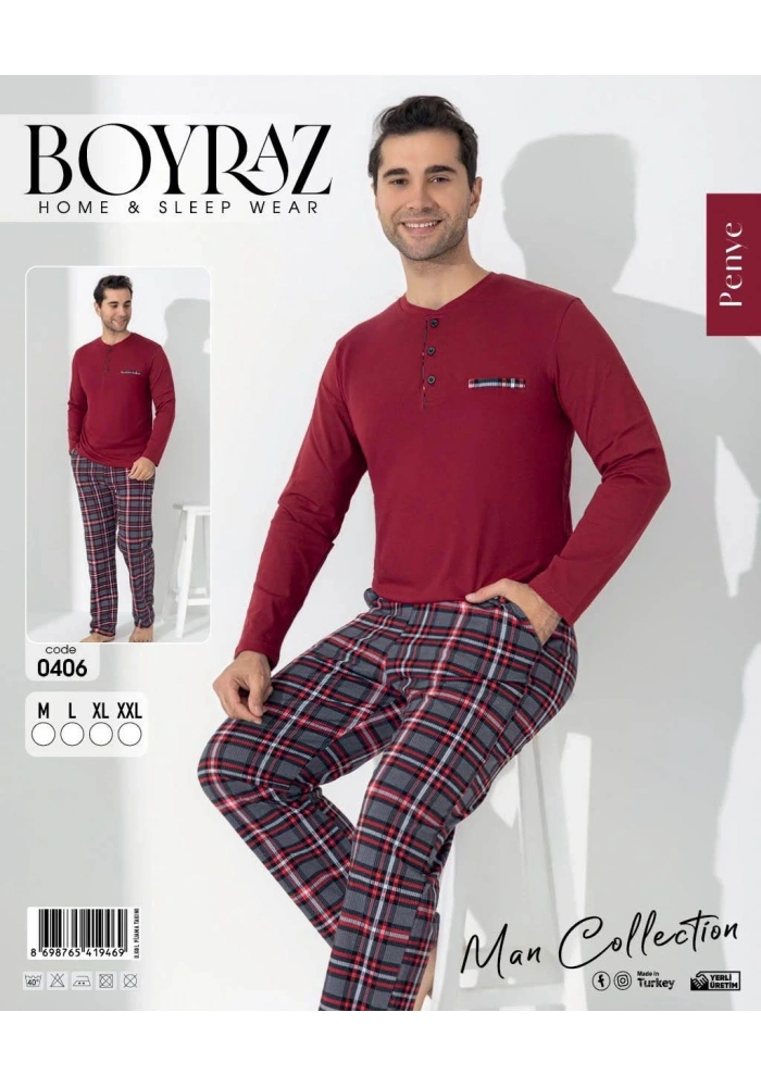 Boyraz 0406 Erkek Uzun Kol Pijama Takımı