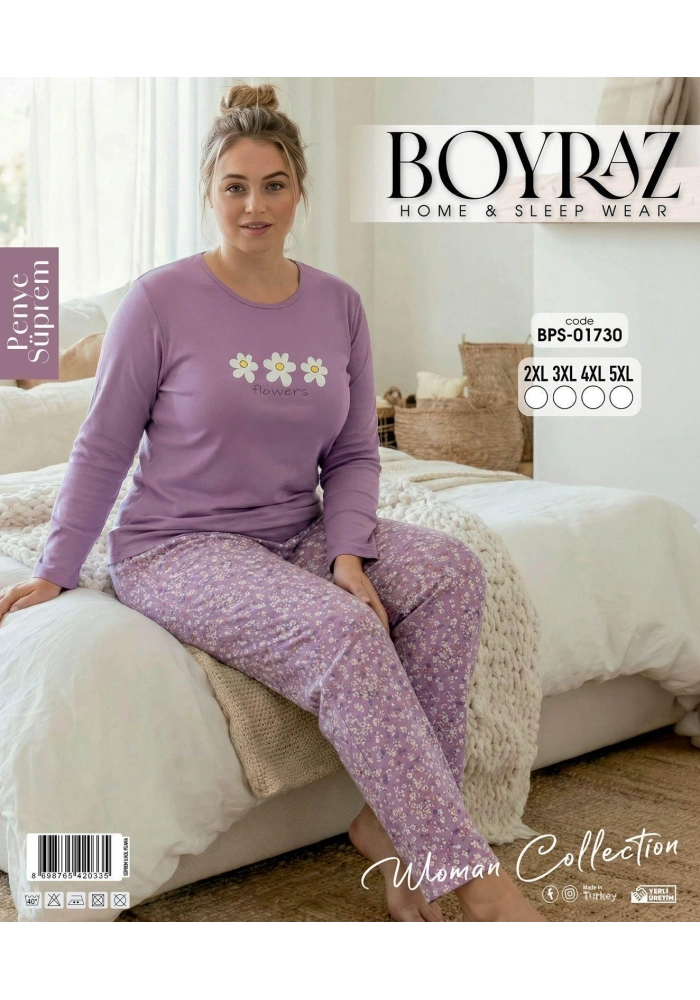 Boyraz BPS-01730  Kadın Battal  Uzun Kollu Pijama Takımı