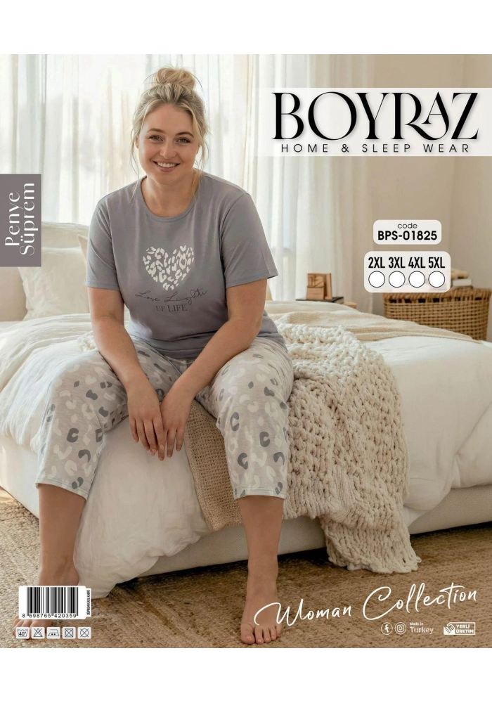 Boyraz BPS-01825  Kadın Battal Kısa Kol Kapri Takım