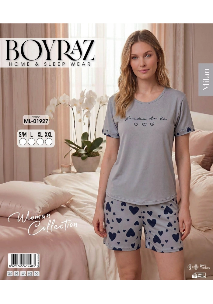 Boyraz ML-01927 Kadın Milan Kısa Kol Şortlu Takım