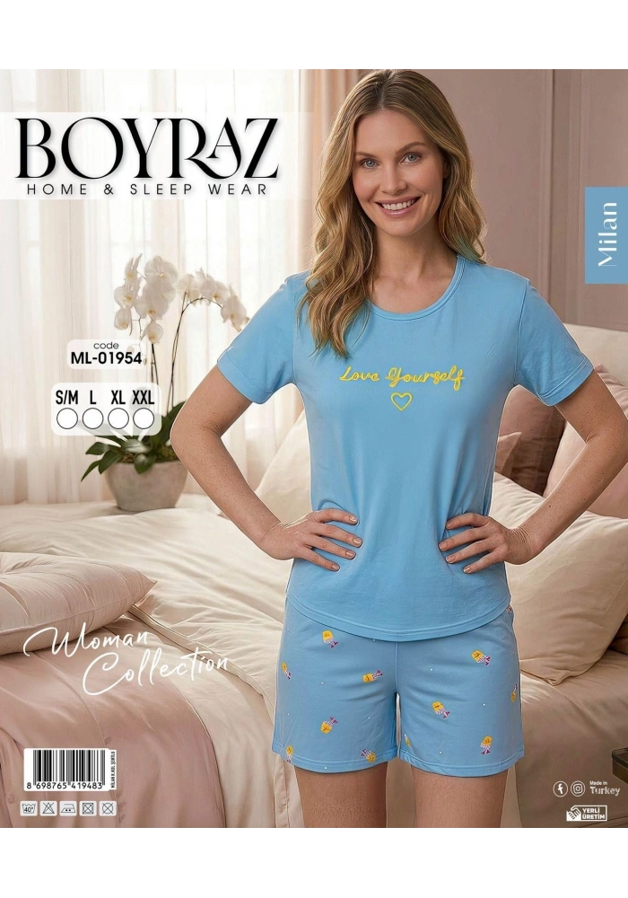 Boyraz ML-01954 Kadın Milan Kısa Kol Şortlu Takım