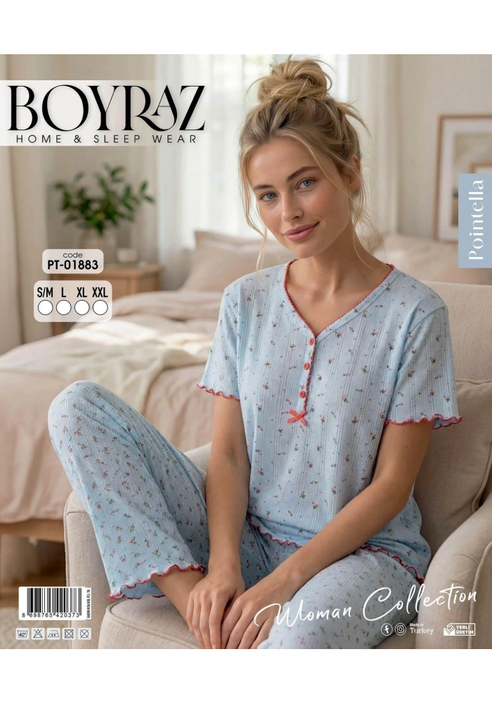 Boyraz PT-01883  Kadın Pointella Kısa Kol Pijama Takımı