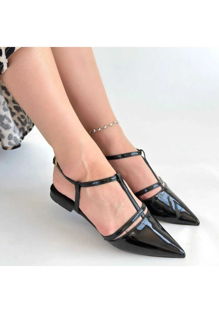 Canca Siyah Rugan Babet Ayakkabı