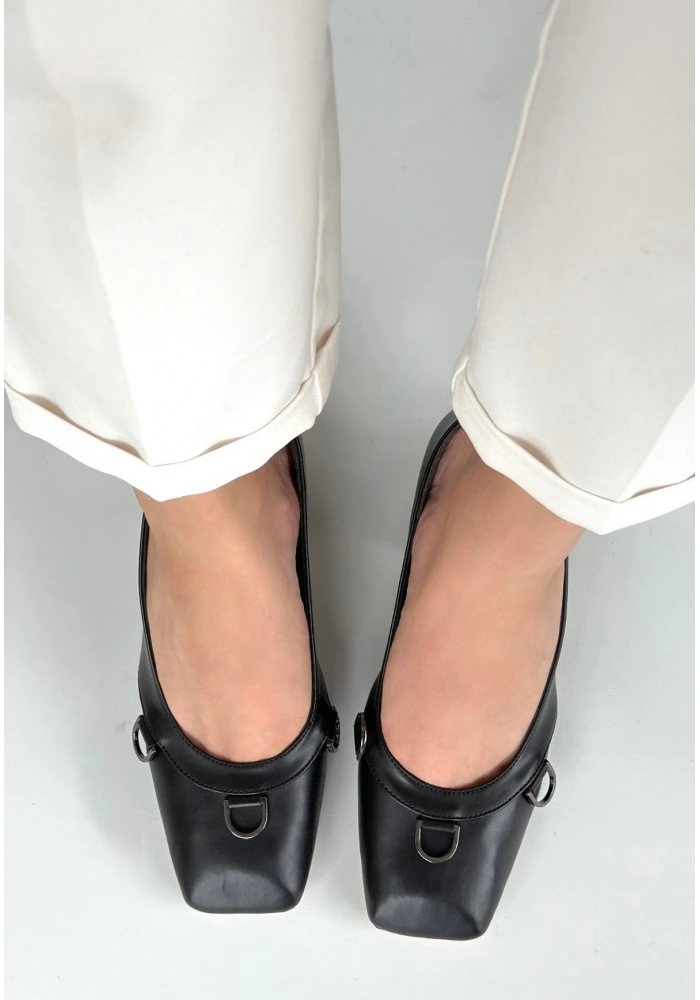 Cande Siyah Cilt Topuklu Ayakkabı