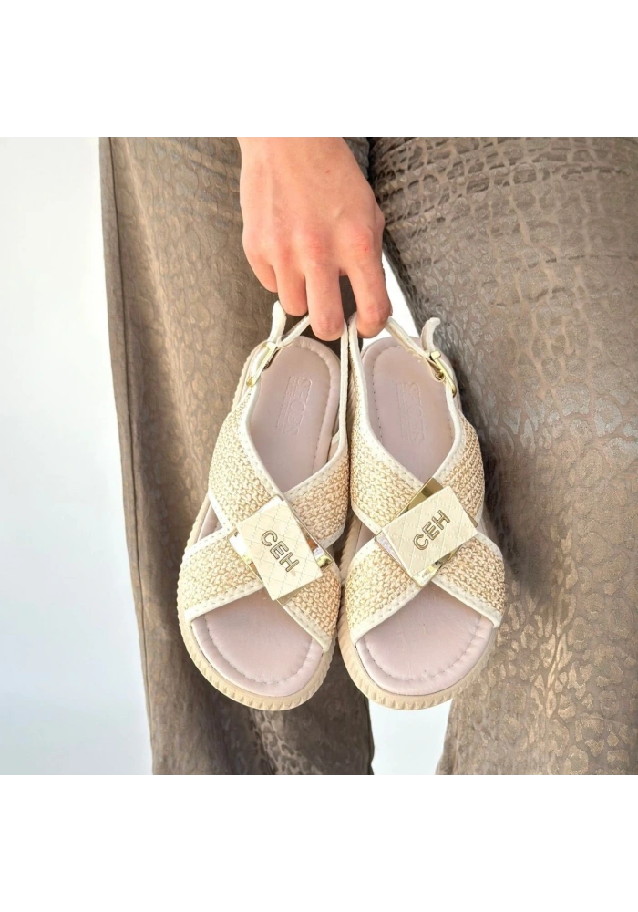 Cate Bej Hasır Cilt Sandalet