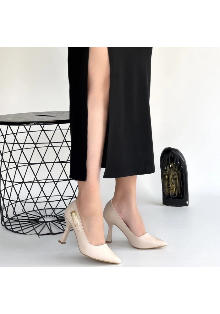 Cerin Bej Cilt Topuklu Ayakkabı