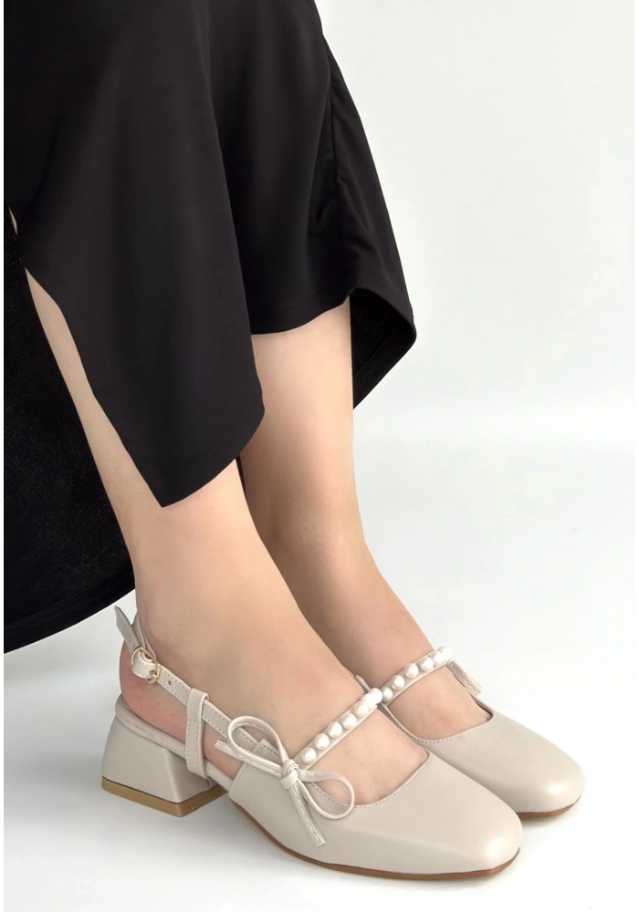 Ceyda Bej Cilt Topuklu Ayakkabı