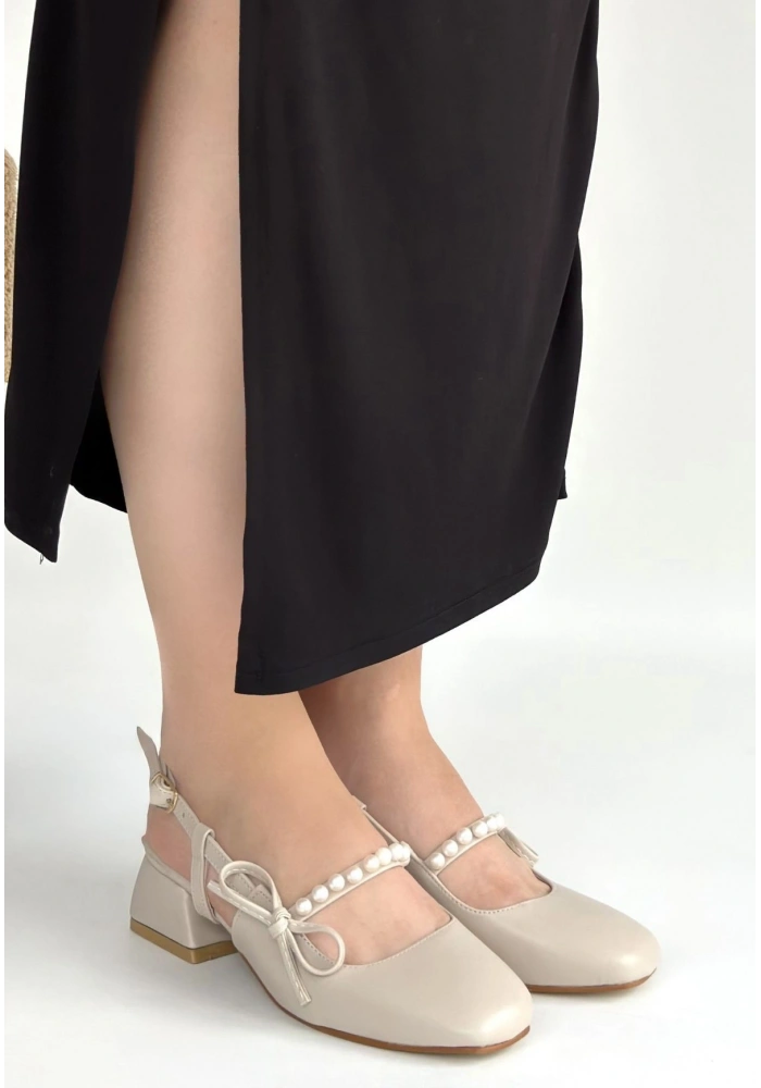 Ceyda Bej Cilt Topuklu Ayakkabı