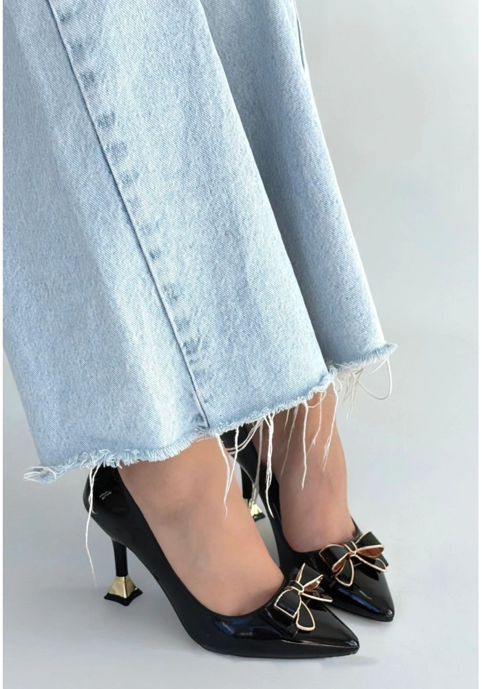 Coby Siyah Rugan Topuklu Ayakkabı