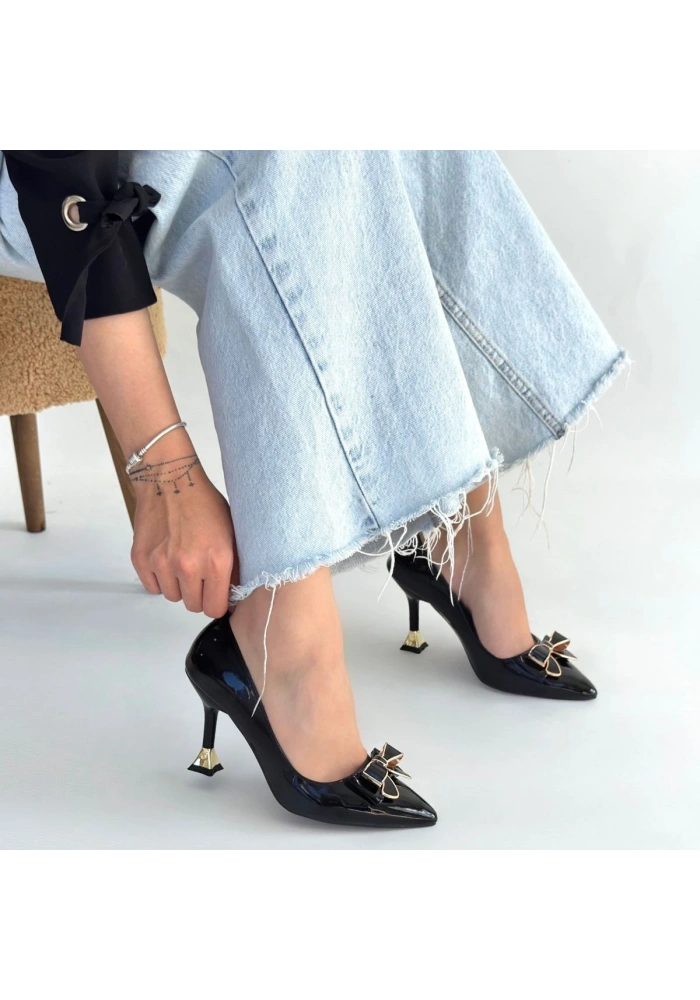 Coby Siyah Rugan Topuklu Ayakkabı