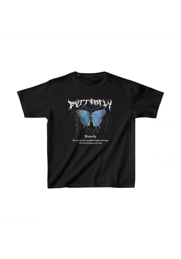 Çocuk Kız Baskılı T-Shirt - Siyah