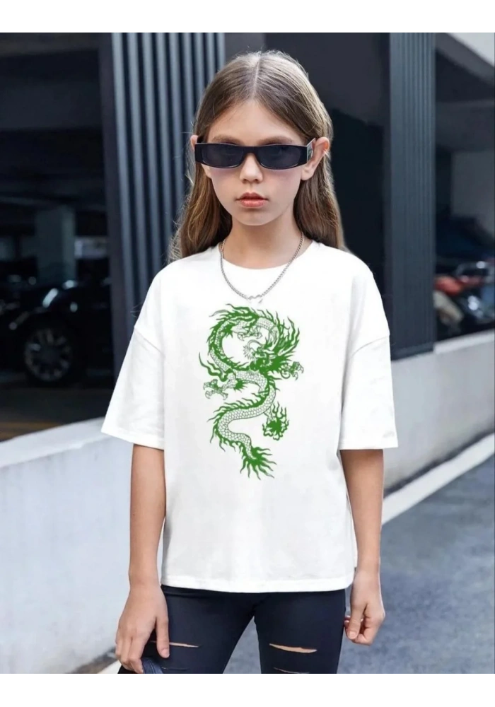 Çocuk Unisex Baskılı T-Shirt - Beyaz
